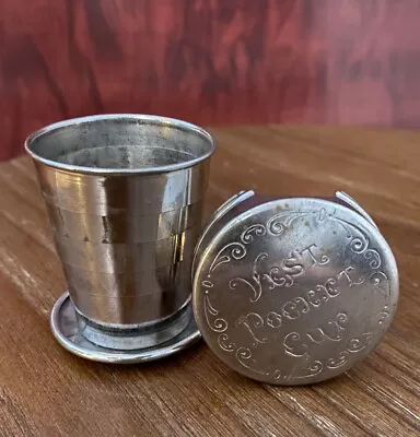 Turn Of The Century Antique 'vest Pocket Cup' Small Collapsible Drinking Cup • $17.63