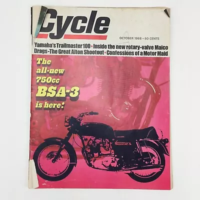 Vintage Motorcycle CYCLE Magazine Oct 1968 Yamaha Trailmaster Maico BSA-3 • $15.20