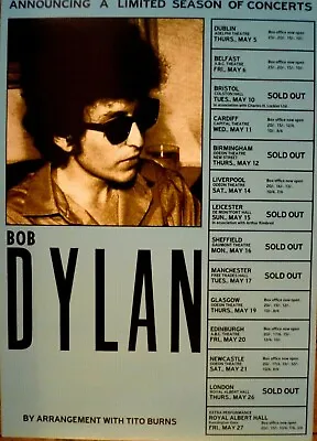 Bob Dylan Concert Promo Poster - Royal Albert Hall London And UK Tour May 1966 • £7.99