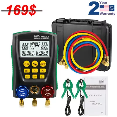 Refrigeration Digital Manifold Gauge Pipe Set HVAC System Vacuum Pressure Tester • $130.38