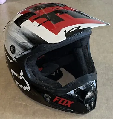 Fox Youth Dirt Bike Helmet - RED WHITE BLACK • $59.99