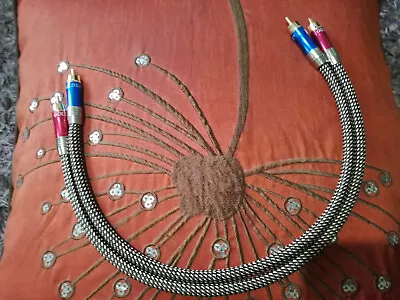 1x PAIR Hand Made Premium HiFi Cables 50cm Separates Interconnects • £12.99