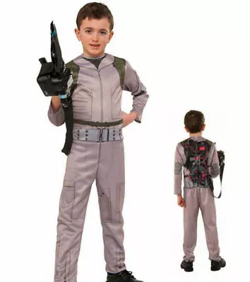 Boys Ghostbusters Costume Jumpsuit Kids Fancy Dress Halloween Proton Wand 8-10Y • $62.60