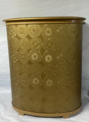 As Is Vintage Plastic MCM  PEARL-WICK GOLD 24  Clothes Laundry Hamper Damaged • $80