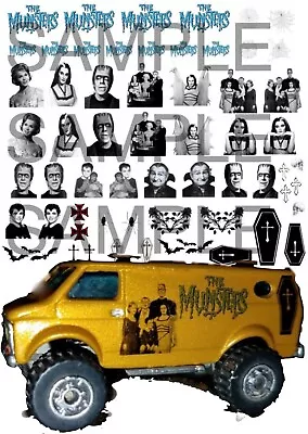 MUNSTERS 1:64 1:43 1:32 Or 1:24 Scale WATER-SLIDE DECALS HOT WHEELS MODEL CAR • $6.99