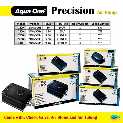 $27.90 • Buy Aqua One Precision Air Pump 1500, 2500, 7500, 9500, 12000
