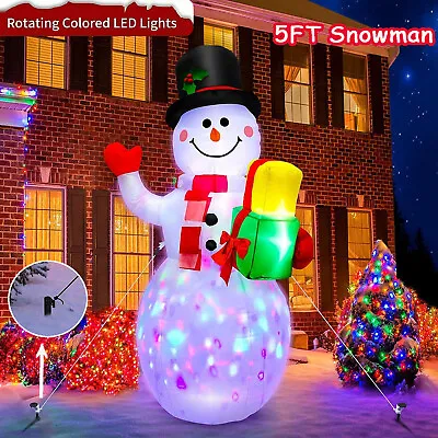 5FT Inflatable Snowman Christmas Outdoor Decoration Blow Up Snowman Holiday Yard • $30.98