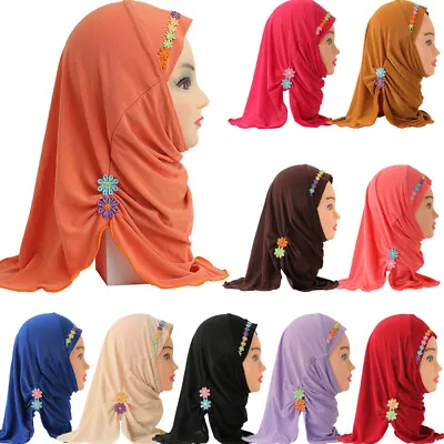 2-6Y Muslim Kid Girls Hijab Scarf Headscarf Turban Islamic One Piece Amira Wrap • $7.58