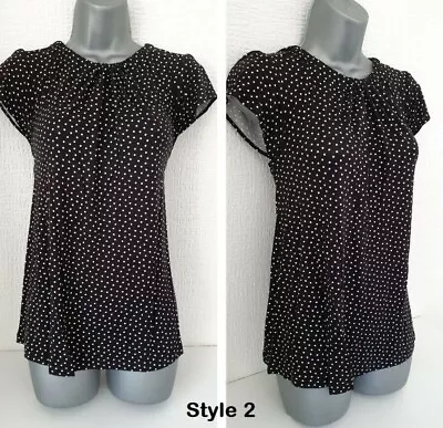 Womens NEXT Blouse Ladies T-shirt Tunic Top Spot Dot Print Work Shirt Party Size • £2.99