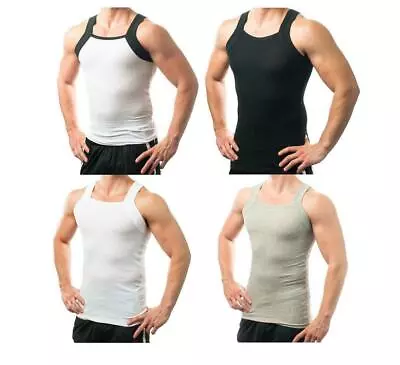 DIFFERENT TOUCH 3X G -Style Tank Top Square Cut Ribbed 4 Assorted Pack • $34.99