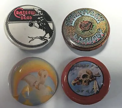 4 Vtg Grateful Dead Pins Buttons 1970s American Beauty Crow Terrapin Europe '72 • $48