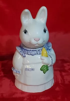 Metlox Pottery Mrs. Rabbit Cookie Jar 13  Ceramic Easter Bunny With Carrot • $45