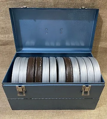 Lot Of Vintage Film Reels Canisters Metal Carry Case Goldberg Bros Bell & Howell • $99