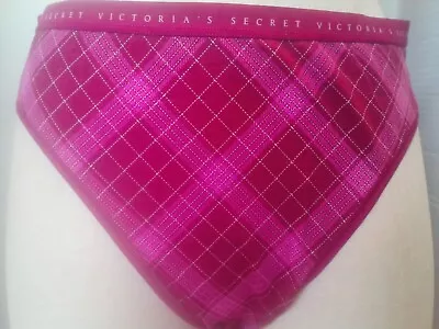 NWOT. Victoria's Secret High Leg Brief. XL. Pink Plaid  Tagless • £7.71