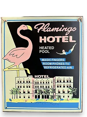 1950s Style Fabulous Flamingo Hotel Las Vegas Metal Tin Sign Wall 13x11 IN (New) • $18.95