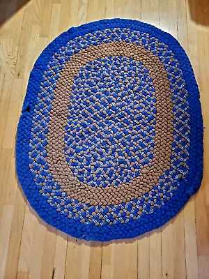 Handmade Braided Oval Wool Rug Vtg Folk Art Primitive Cottage Country • $43.87