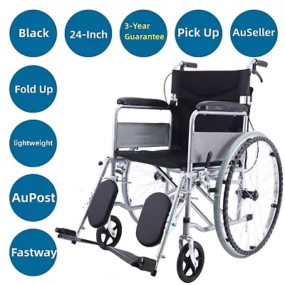 🚨Portable Foldable Wheelchair XL Wide Seat Manual Fold Up 24 Inch Wheel Chair🚨 • $169.99