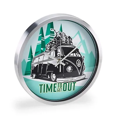 $35 • Buy Volkswagen 1H2050810 VW T1 Bulli Bus Clock Time To Get Out Retro 30 Cm, Green