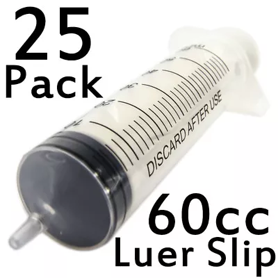 25 Pack Of 60cc Luer Slip Tip Syringes (Without Needle Sterile) • $25.99