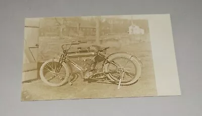 Original Early 1900s Belt Driven Motorcycle Real Photo Postcard Rppc (inv0038) • $23.27