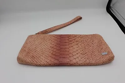 Oroton Clutch Wrist Bag With Card Slots Pink Snake Skin Pattern • $40