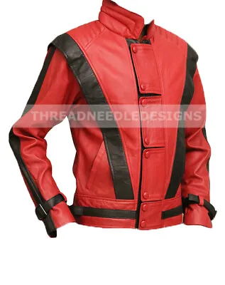 Thriller Michael Jackson Mens Real Leather Biker Jacket Costume • $89.99