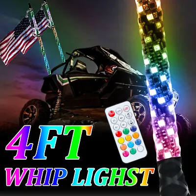 4ft Spiral LED Whip Light Antenna RGB For UTV ATV Accessories RZR Can-Am Polaris • $51.29