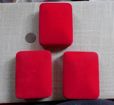 Vintage NOS Lot Of 3 Red Velvet Jewelry Display Boxes 2 1/2  X 3  X 1  • $8.99