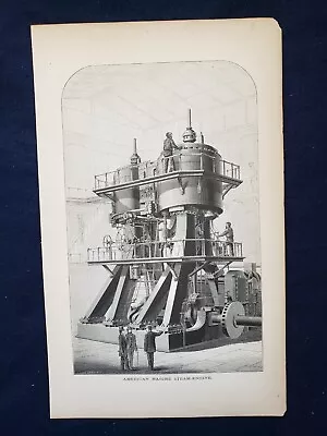 Vintage Engraving Print: American Marine Steam Engine 1890! • $28