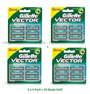 Gillette Vector 24 Pc Cartridges Blades Fits Contour Atra Plus Refills Free Ship • $38.89