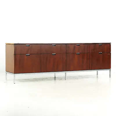 Florence Knoll Mid Century Walnut And Chrome Credenza • $6447