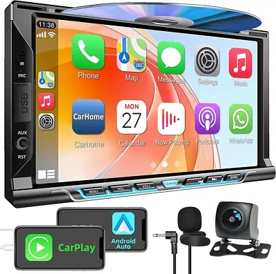 Double 2Din Car Stereo CD/DVD Player Voice Control Apple Carplay & Android Auto • $111.86