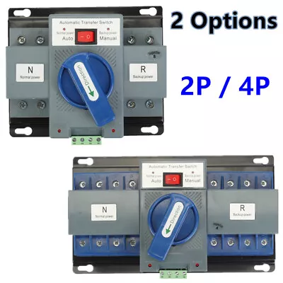 £30.99 • Buy 2P/4P 63A Dual Power Automatic Transfer Switch Generator Changeover Switch