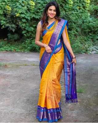 $73.81 • Buy Kanchipuram Saree Blouse New Sari Indian Pakistani Wedding Bollywood Party Wear
