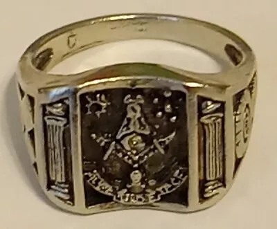 Masonic Classi Ring Size 10 Freemason King Solomon Master Mason Aude Vide Tace • $7.99