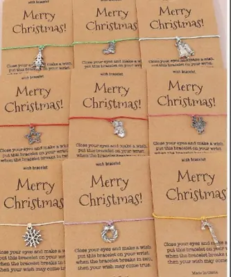 1- 100 Merry Christmas Wish Bracelet Star Snowflake Charm Personalise Gift UK • £2.49