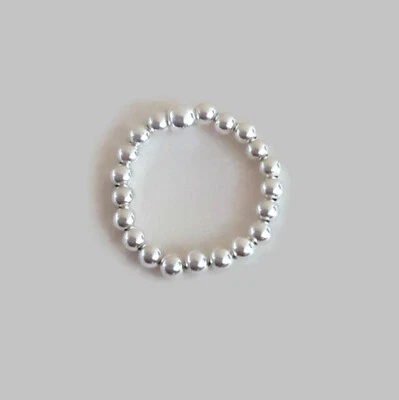 $22.95 • Buy Solid Sterling Silver Bead Ball Stretch Stacking Ring - All Sizes