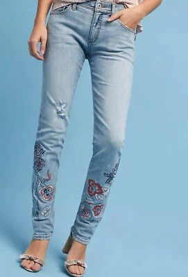 £44.24 • Buy PILCRO & THE LETTERPRESS ANTHROPOLOGIE Jeans Womens Size 27 Floral Embroidered