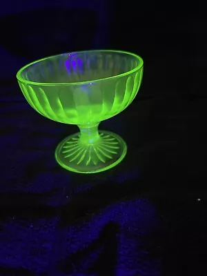 Vintage Uranium Glass Dessert Dish/Cup/Bowl (Glows In Black Light) • $14.47
