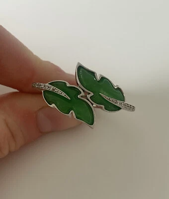 £4.20 • Buy Silver Jade White Spinel Isabella Liu Designer Large Jade Ring