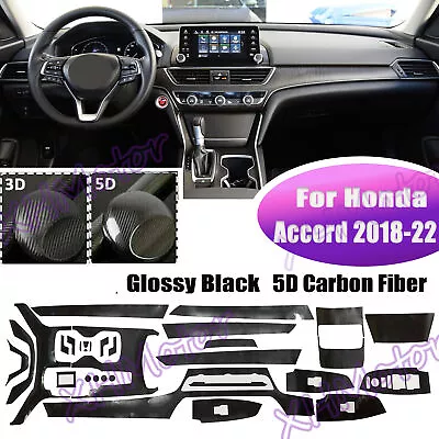 1 Set 5D Carbon Fiber Interior Decor Trim Sticker Decal For Honda Accord 2018-22 • $25.99