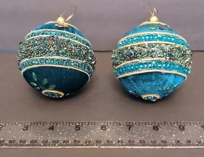 Set Of 2 Blue/Green Victorian Beaded Ornament • $9.95