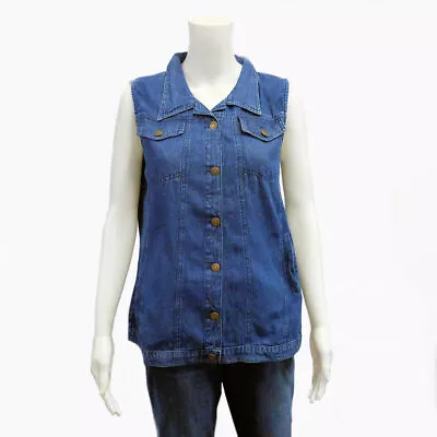 $18.99 • Buy The Skyline Collection Sleeveless Denim Vest In Blue - XL