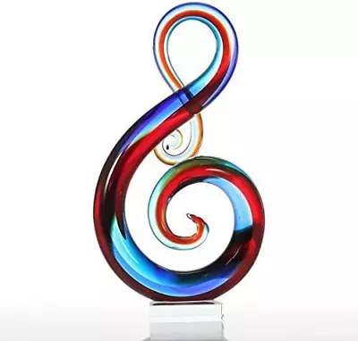 14 Inch Multicolorrts Music Note Glass Sculpture Ornament Gift Craft Decoration • £48.08