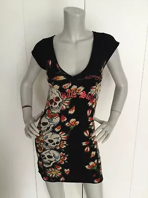 Ed Hardy By Christian Audigier Mini Skulls Black Dress Size S • $64.99