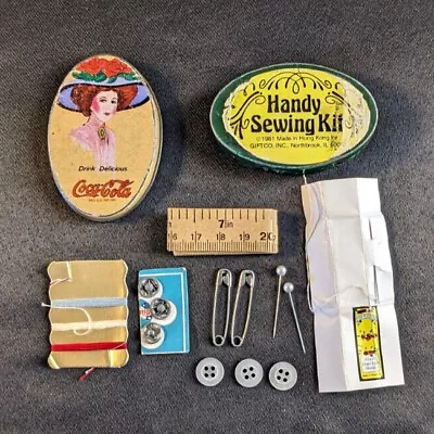 Vintage Coca Cola Sewing Kit In 3  X 2  Collectible Tin • $4