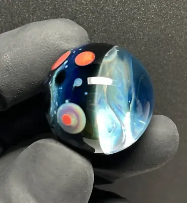 Handmade Borosilicate Contemporary Art Glass Marble Silver Fumed 28mm • $75