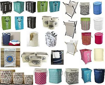 Folding Laundry Clothes Washing Toy Storage Hamper Bin Bag Basket Bathroom Linen • £8.95