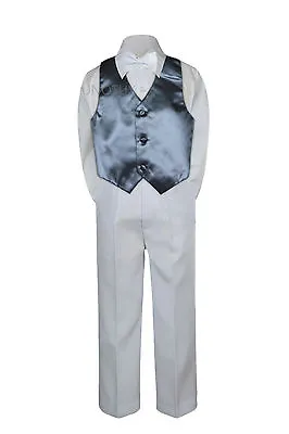 $35.99 • Buy 23 Color Vest White Bow Tie Pants Boy Baby Toddler Formal Tuxedo Suit 4pc Sz S-7