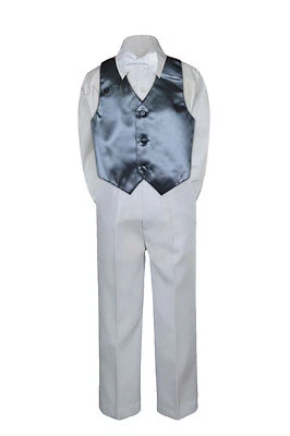 $37.99 • Buy 23 Color Vest White Bow Tie Pants Boy Baby Toddler Formal Tuxedo Suit 4pc Sz S-7